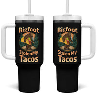 Funny Bigfoot Stole My Tacos Tumbler With Handle Sasquatch Taco Lover
