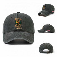 Funny Bigfoot Stole My Tacos Washed Cotton Baseball Cap Sasquatch Taco Lover
