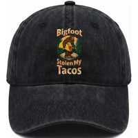 Funny Bigfoot Stole My Tacos Washed Cotton Baseball Cap Sasquatch Taco Lover