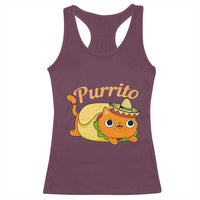 Funny Burrito Lover Gift Racerback Tank Top Purrito Cat - Wonder Print Shop