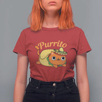 Funny Burrito Lover Gift T Shirt For Women Purrito Cat - Wonder Print Shop