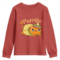 Funny Burrito Lover Gift Youth Sweatshirt Purrito Cat - Wonder Print Shop