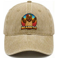 Burrito Lover Gift Washed Cotton Baseball Cap Funny Bearrito