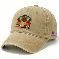 Burrito Lover Gift Washed Cotton Baseball Cap Funny Bearrito