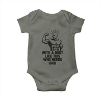 With A Body Like This Who Needs Hair Baby Onesie Funny Bald Humor - Wonder Print Shop