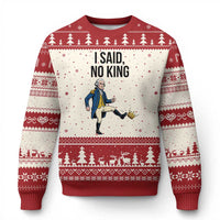 George Washington Kicking Crown Ugly Christmas Sweater Funny No Kings Meme Gift - Wonder Print Shop