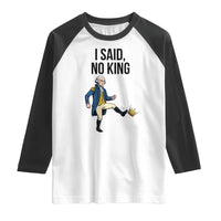 George Washington Kicking Crown Raglan Shirt Funny No Kings Meme Gift - Wonder Print Shop