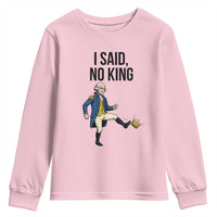 George Washington Kicking Crown Youth Sweatshirt Funny No Kings Meme Gift - Wonder Print Shop
