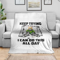 Keep Trying I Can Do This All Day Throw Blanket Funny Hockey Goalie Cat Gift - Wonder Print Shop