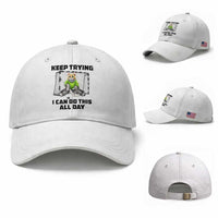 Keep Trying I Can Do This All Day Baseball Cap Funny Hockey Goalie Cat Gift