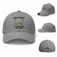 Keep Trying I Can Do This All Day Baseball Cap Funny Hockey Goalie Cat Gift