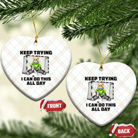 Keep Trying I Can Do This All Day Ceramic Ornament Funny Hockey Goalie Cat Gift - Wonder Print Shop