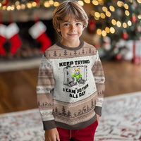 Keep Trying I Can Do This All Day Ugly Christmas Sweater Funny Hockey Goalie Cat Gift - Wonder Print Shop