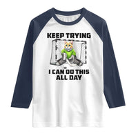 Keep Trying I Can Do This All Day Raglan Shirt Funny Hockey Goalie Cat Gift - Wonder Print Shop