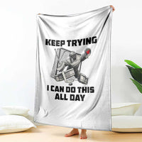 Keep Trying I Can Do This All Day Throw Blanket Funny Goalie Hockey Player Gift - Wonder Print Shop