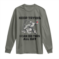 Keep Trying I Can Do This All Day Long Sleeve Shirt Funny Goalie Hockey Player Gift - Wonder Print Shop