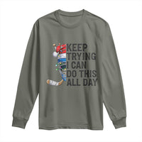 Keep Trying I Can Do This All Day Long Sleeve Shirt Ice Hockey Helmet Christmas Gift - Wonder Print Shop