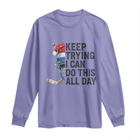 Keep Trying I Can Do This All Day Long Sleeve Shirt Ice Hockey Helmet Christmas Gift - Wonder Print Shop