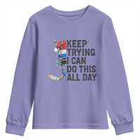 Keep Trying I Can Do This All Day Youth Sweatshirt Ice Hockey Helmet Christmas Gift - Wonder Print Shop