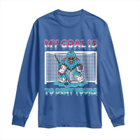 My Goal Is To Deny Yours Long Sleeve Shirt Goalie Hockey Drip Art Gift - Wonder Print Shop