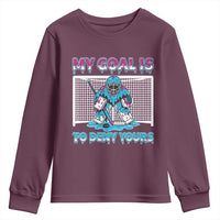 My Goal Is To Deny Yours Youth Sweatshirt Goalie Hockey Drip Art Gift - Wonder Print Shop