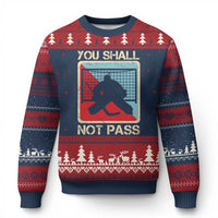 Ice Hockey Goalie Vintage Retro Gift Ugly Christmas Sweater You Shall Not Pass - Wonder Print Shop