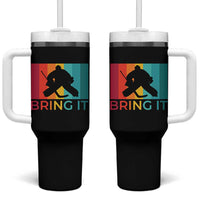 Vintage Ice Hockey Goalie Tumbler With Handle Bring It Quote Gift For Fan - Wonder Print Shop