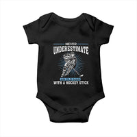 Never Underestimate An Old Man With A Hockey Stick Baby Onesie Ice Hockey Gift - Wonder Print Shop