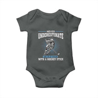 Never Underestimate An Old Man With A Hockey Stick Baby Onesie Ice Hockey Gift - Wonder Print Shop
