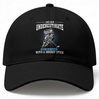 Never Underestimate An Old Man With A Hockey Stick Baseball Cap Ice Hockey Gift