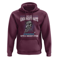 Never Underestimate An Old Man With A Hockey Stick Hoodie Ice Hockey Gift - Wonder Print Shop