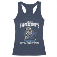 Never Underestimate An Old Man With A Hockey Stick Racerback Tank Top Ice Hockey Gift - Wonder Print Shop