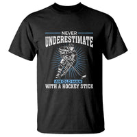 Never Underestimate An Old Man With A Hockey Stick T Shirt Ice Hockey Gift - Wonder Print Shop