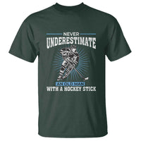 Never Underestimate An Old Man With A Hockey Stick T Shirt Ice Hockey Gift - Wonder Print Shop