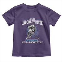 Never Underestimate An Old Man With A Hockey Stick Toddler T Shirt Ice Hockey Gift - Wonder Print Shop