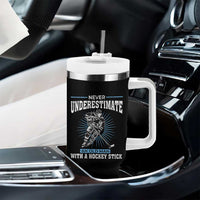 Never Underestimate An Old Man With A Hockey Stick Tumbler With Handle Ice Hockey Gift - Wonder Print Shop