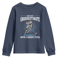Never Underestimate An Old Man With A Hockey Stick Youth Sweatshirt Ice Hockey Gift - Wonder Print Shop
