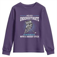 Never Underestimate An Old Man With A Hockey Stick Youth Sweatshirt Ice Hockey Gift - Wonder Print Shop