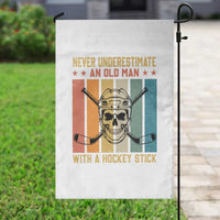 Retro Ice Hockey Player Garden Flag Funny Never Underestimate An Old Man - Wonder Print Shop