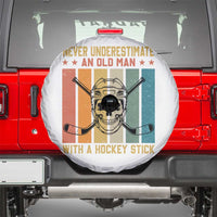 Retro Ice Hockey Player Spare Tire Cover Funny Never Underestimate An Old Man - Wonder Print Shop