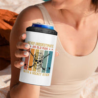 Retro Ice Hockey Player 4 in 1 Can Cooler Tumbler Funny Never Underestimate An Old Man - Wonder Print Shop