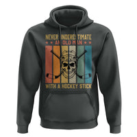 Retro Ice Hockey Player Hoodie Funny Never Underestimate An Old Man - Wonder Print Shop