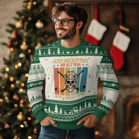 Retro Ice Hockey Player Ugly Christmas Sweater Funny Never Underestimate An Old Man - Wonder Print Shop