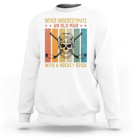 Retro Ice Hockey Player Sweatshirt Funny Never Underestimate An Old Man - Wonder Print Shop
