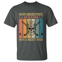 Retro Ice Hockey Player T Shirt Funny Never Underestimate An Old Man - Wonder Print Shop