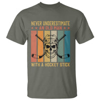 Retro Ice Hockey Player T Shirt Funny Never Underestimate An Old Man - Wonder Print Shop