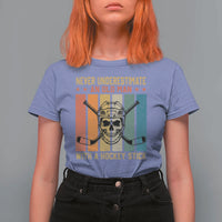Retro Ice Hockey Player T Shirt For Women Funny Never Underestimate An Old Man - Wonder Print Shop