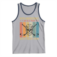 Retro Ice Hockey Player Tank Top Funny Never Underestimate An Old Man - Wonder Print Shop