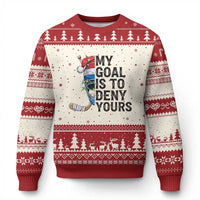 My Goal Is To Deny Yours Ugly Christmas Sweater Ice Hockey Helmet Xmas Gift - Wonder Print Shop