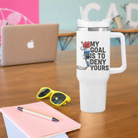 My Goal Is To Deny Yours Tumbler With Handle Ice Hockey Helmet Christmas Gift - Wonder Print Shop